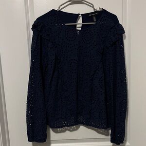 INC International Concepts Navy Lace Blouse